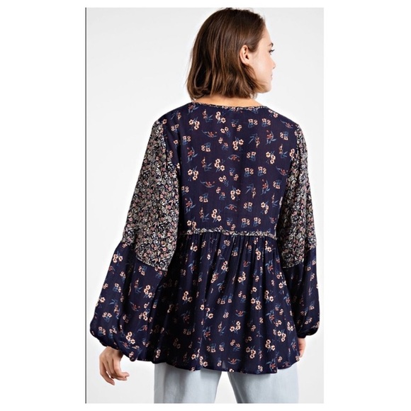 No. 270 1 LEFT ☀️Floral babydoll tunic top - Picture 6 of 7